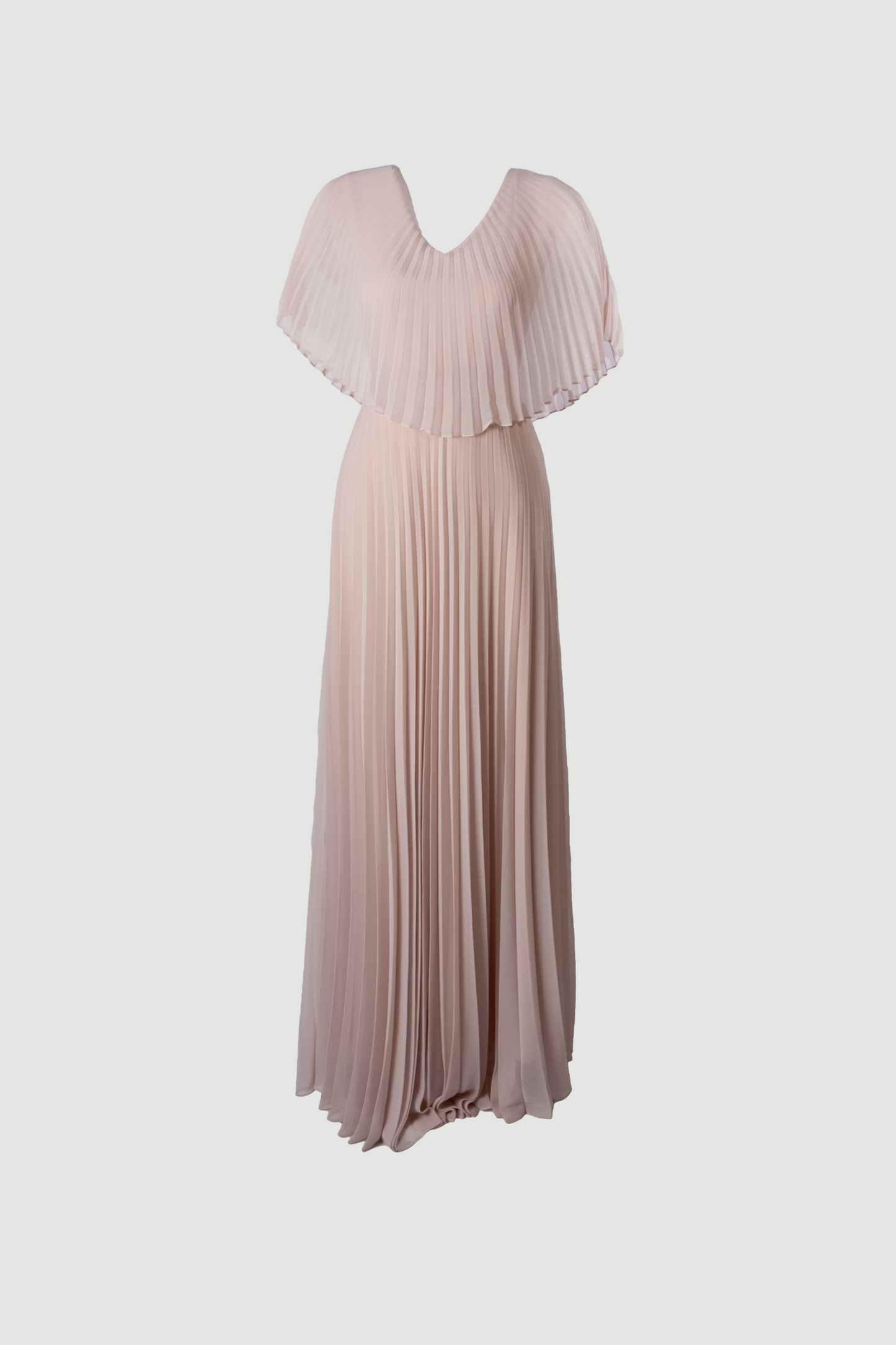 Limsa Club Solena V-Neck Cape Evening Dress in Mink — front view