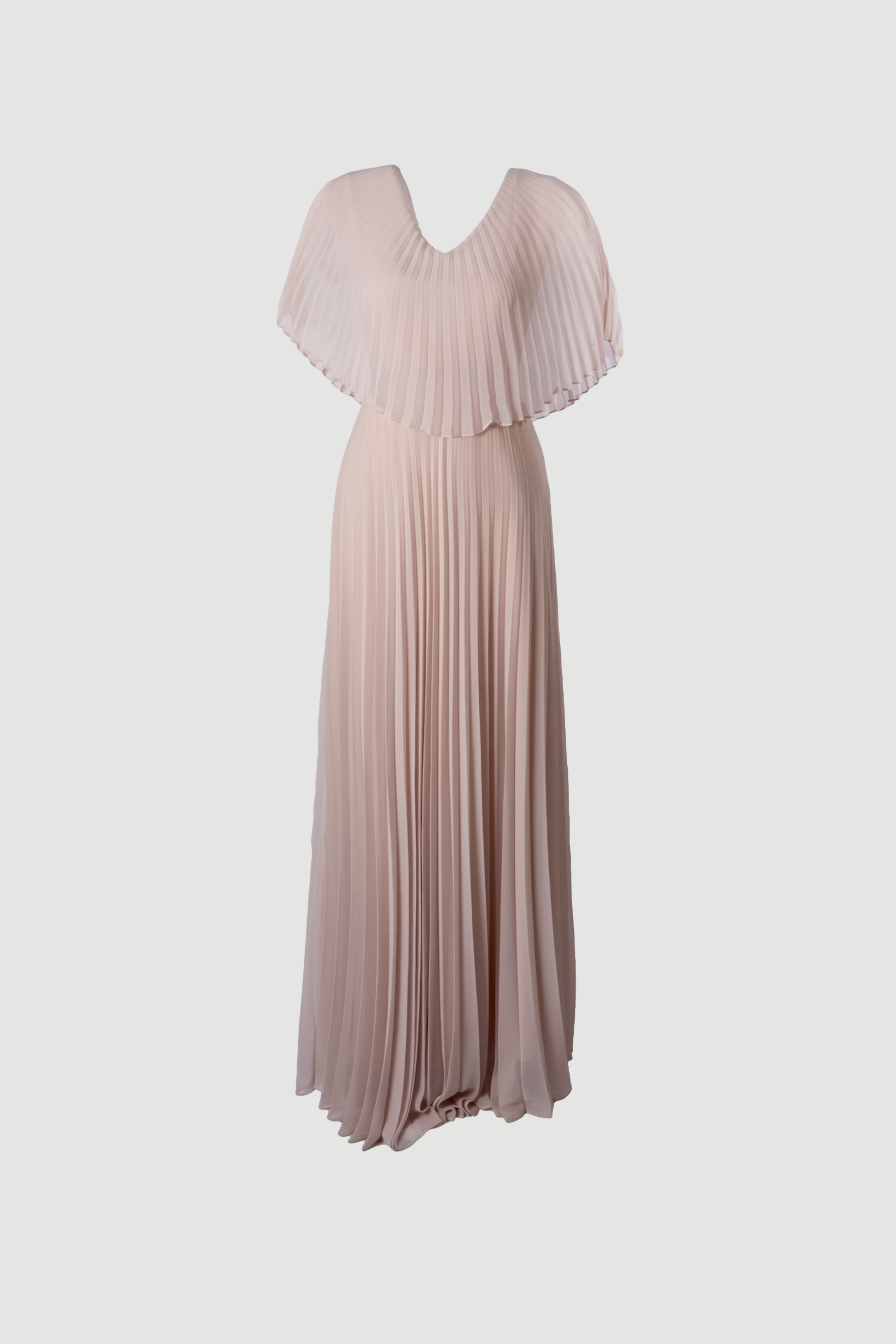 Limsa Club Solena V-Neck Cape Evening Dress in Mink — front view