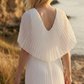 Limsa Club Solena V-Neck Cape Evening Dress in Bone — close-up detail