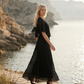 Limsa Club Solena V-Neck Cape Evening Dress in Black — side view