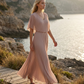 Limsa Club Solena V-Neck Cape Evening Dress in Mink — front view