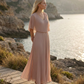Limsa Club Solena V-Neck Cape Evening Dress in Mink — side view