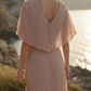 Limsa Club Solena V-Neck Cape Evening Dress in Mink — close-up detail