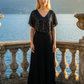 Limsa Club Luna Sequin V-Neck Evening Dress in Black — front view