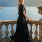 Limsa Club Luna Sequin V-Neck Evening Dress in Black — side view