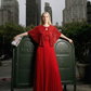 Limsa Club Viva Sequin Maxi Evening Dress in Red — front view