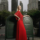 Limsa Club Viva Sequin Maxi Evening Dress in Red — side view