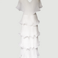 Limsa Club Astra V-Neck Pleated Evening Gown in Bone — product still life