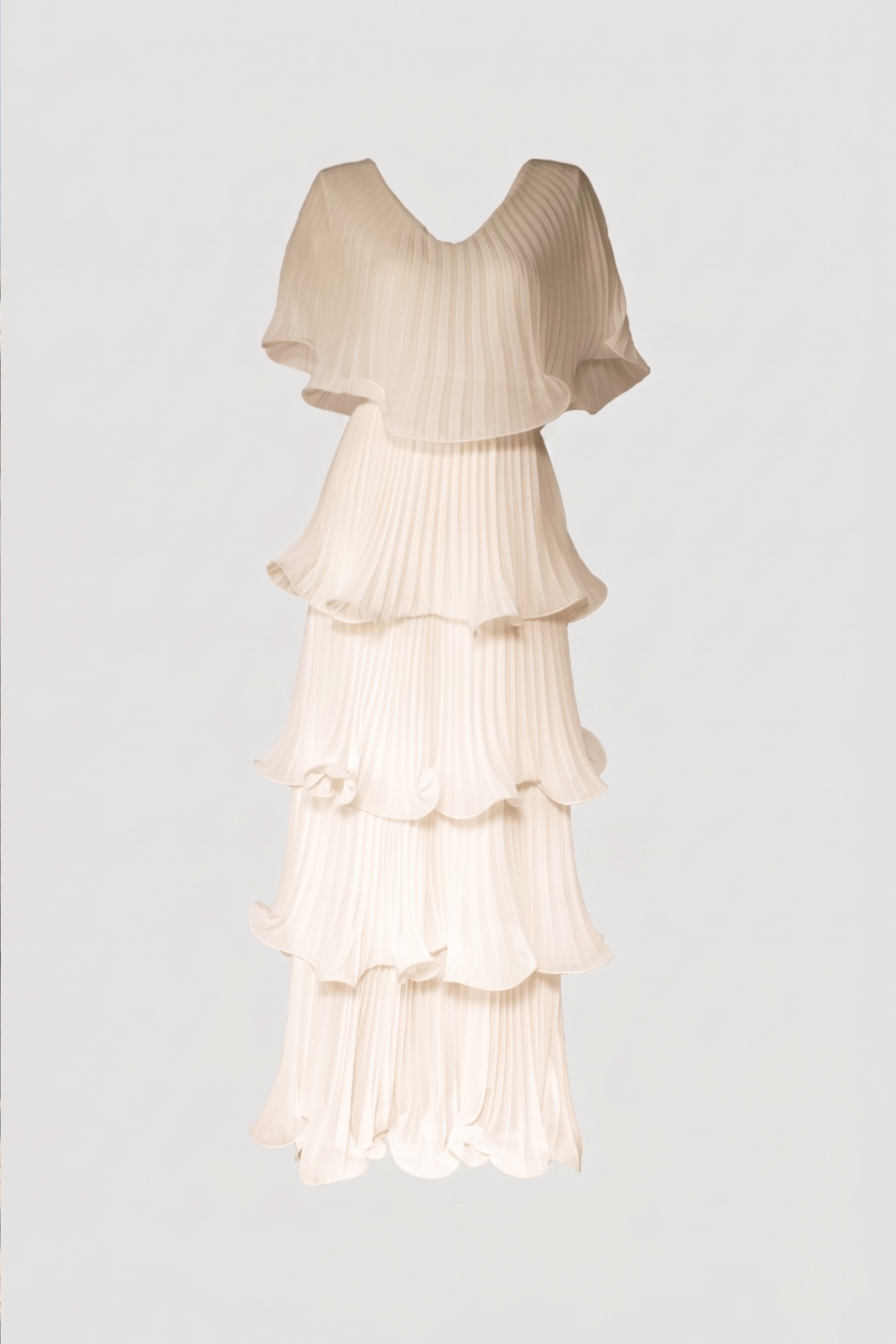 Limsa Club Astra V-Neck Pleated Evening Gown in Mink — product still life