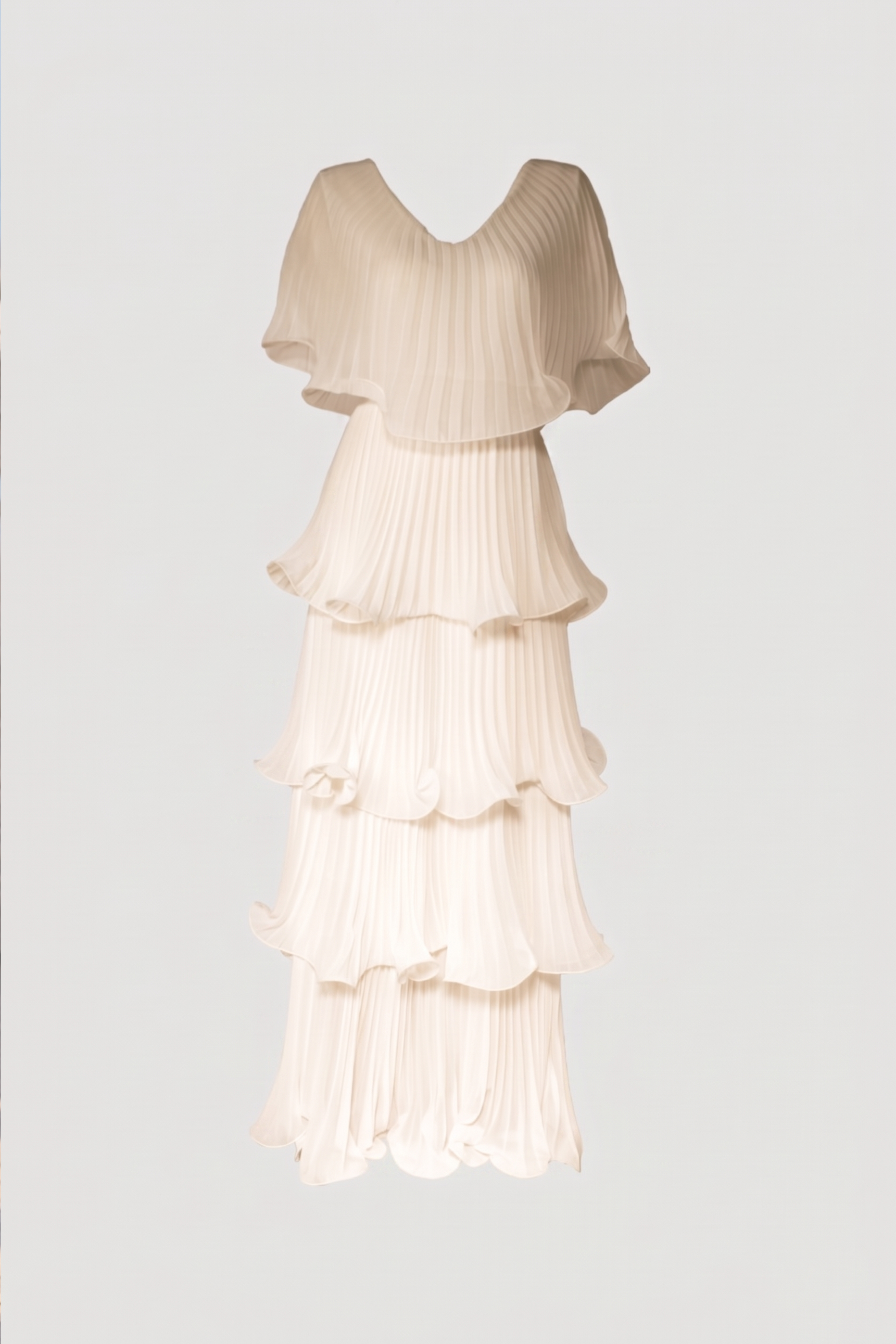 Limsa Club Astra V-Neck Pleated Evening Gown in Mink — product still life