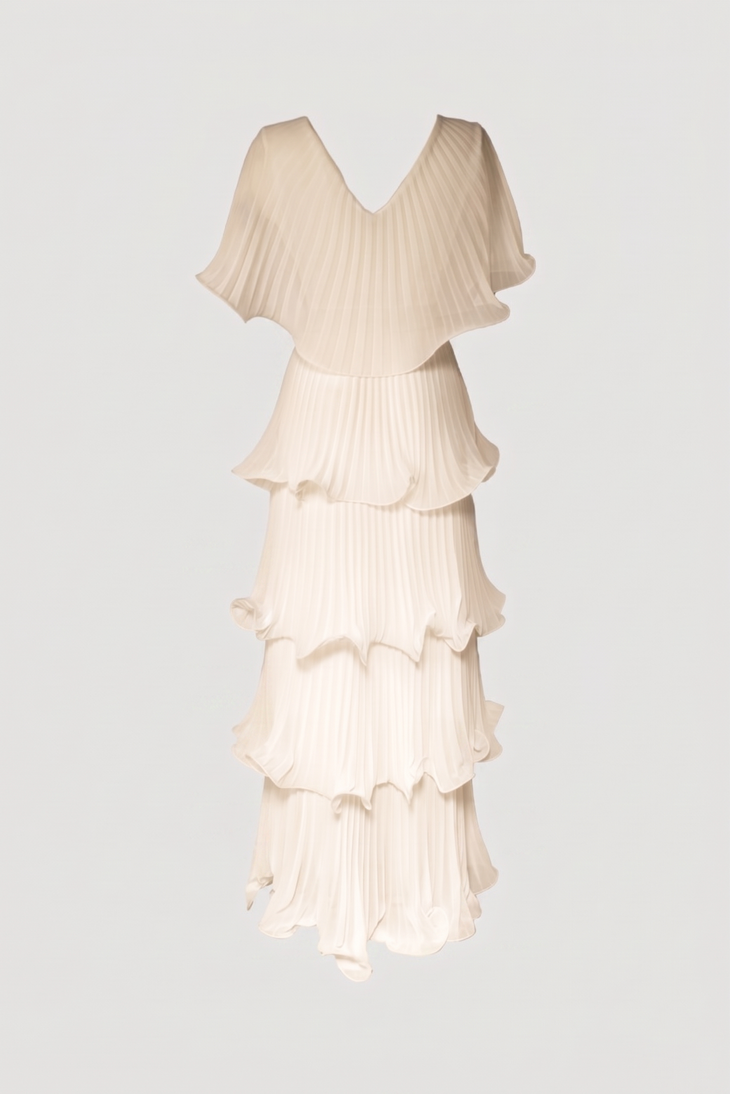 Limsa Club Astra V-Neck Pleated Evening Gown in Mink — product still life