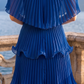 Limsa Club Astra V-Neck Pleated Evening Gown in Sax Blue — close-up detail