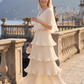 Limsa Club Astra V-Neck Pleated Evening Gown in Mink — back view