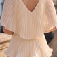 Limsa Club Astra V-Neck Pleated Evening Gown in Mink — close-up detail