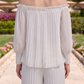 Limsa Club Carmina Off-Shoulder Palazzo Jumpsuit in Bone — close-up detail