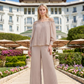 Limsa Club Carmina Off-Shoulder Palazzo Jumpsuit in Mink — front view