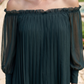 Limsa Club Carmina Off-Shoulder Palazzo Jumpsuit in Green — full-length view