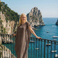 Limsa Club Celeste Kaftan Maxi Chiffon Dress in Brown — front view