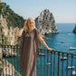 Limsa Club Celeste Kaftan Maxi Chiffon Dress in Brown — back view