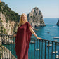Limsa Club Celeste Kaftan Maxi Chiffon Dress in Burgundy — front view