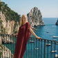 Limsa Club Celeste Kaftan Maxi Chiffon Dress in Burgundy — side view