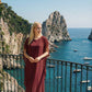 Limsa Club Celeste Kaftan Maxi Chiffon Dress in Burgundy — back view