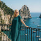 Limsa Club Celeste Kaftan Maxi Chiffon Dress in Green — front view