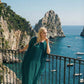 Limsa Club Celeste Kaftan Maxi Chiffon Dress in Green — side view