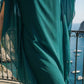 Limsa Club Celeste Kaftan Maxi Chiffon Dress in Green — full-length view