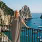 Limsa Club Celeste Kaftan Maxi Chiffon Dress in Khaki — full-length view
