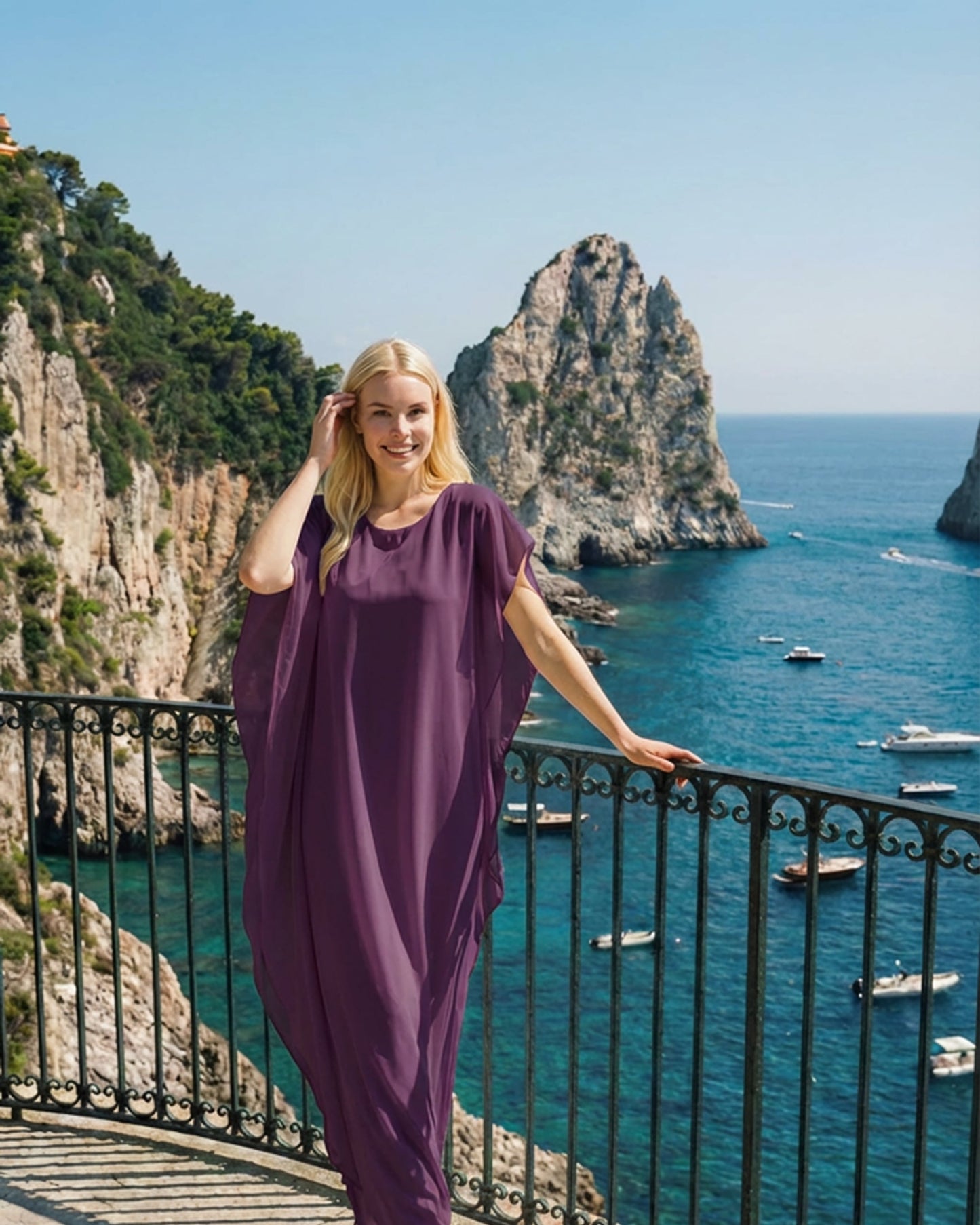 Limsa Club Celeste Kaftan Maxi Chiffon Dress — side view