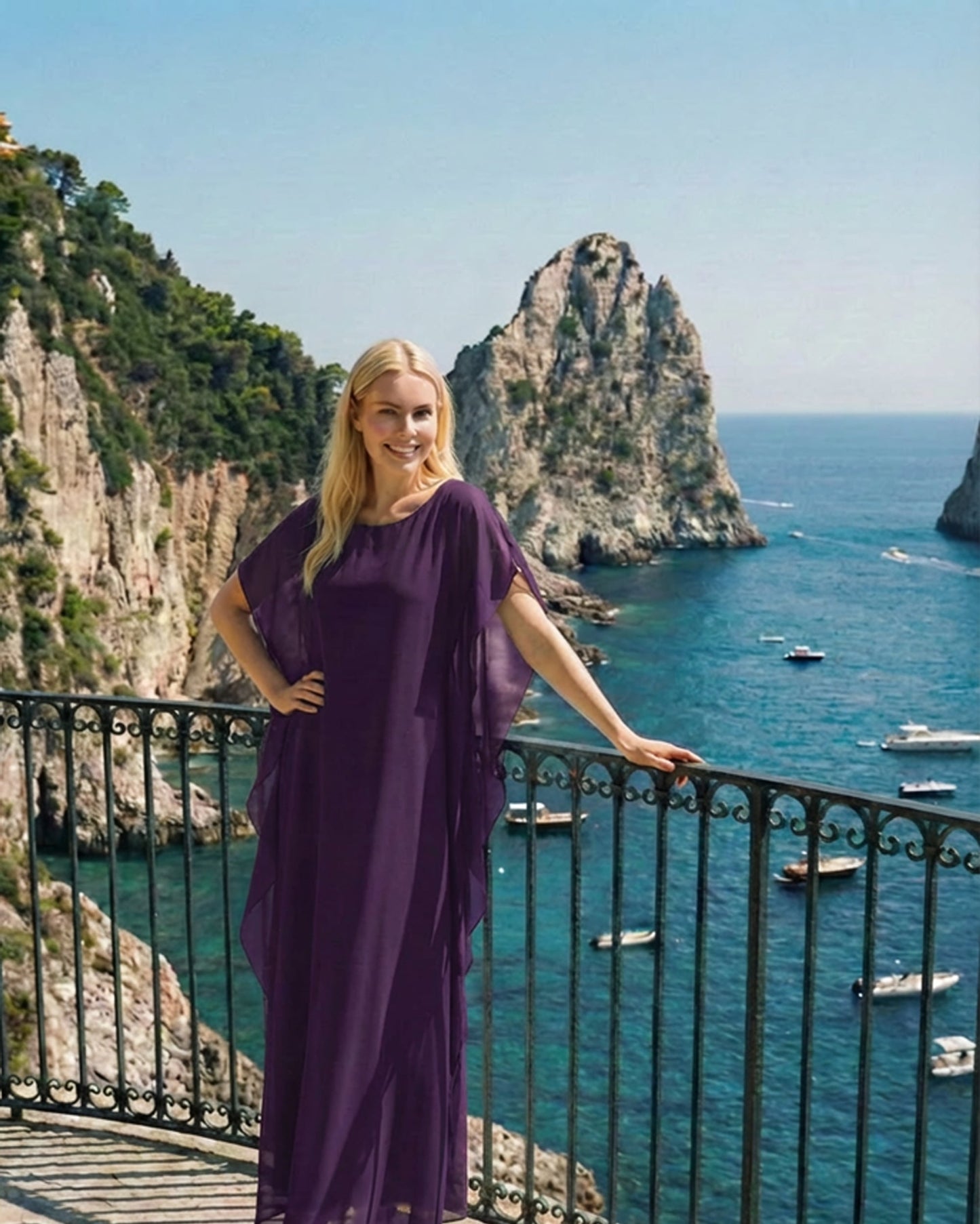 Limsa Club Celeste Kaftan Maxi Chiffon Dress — back view