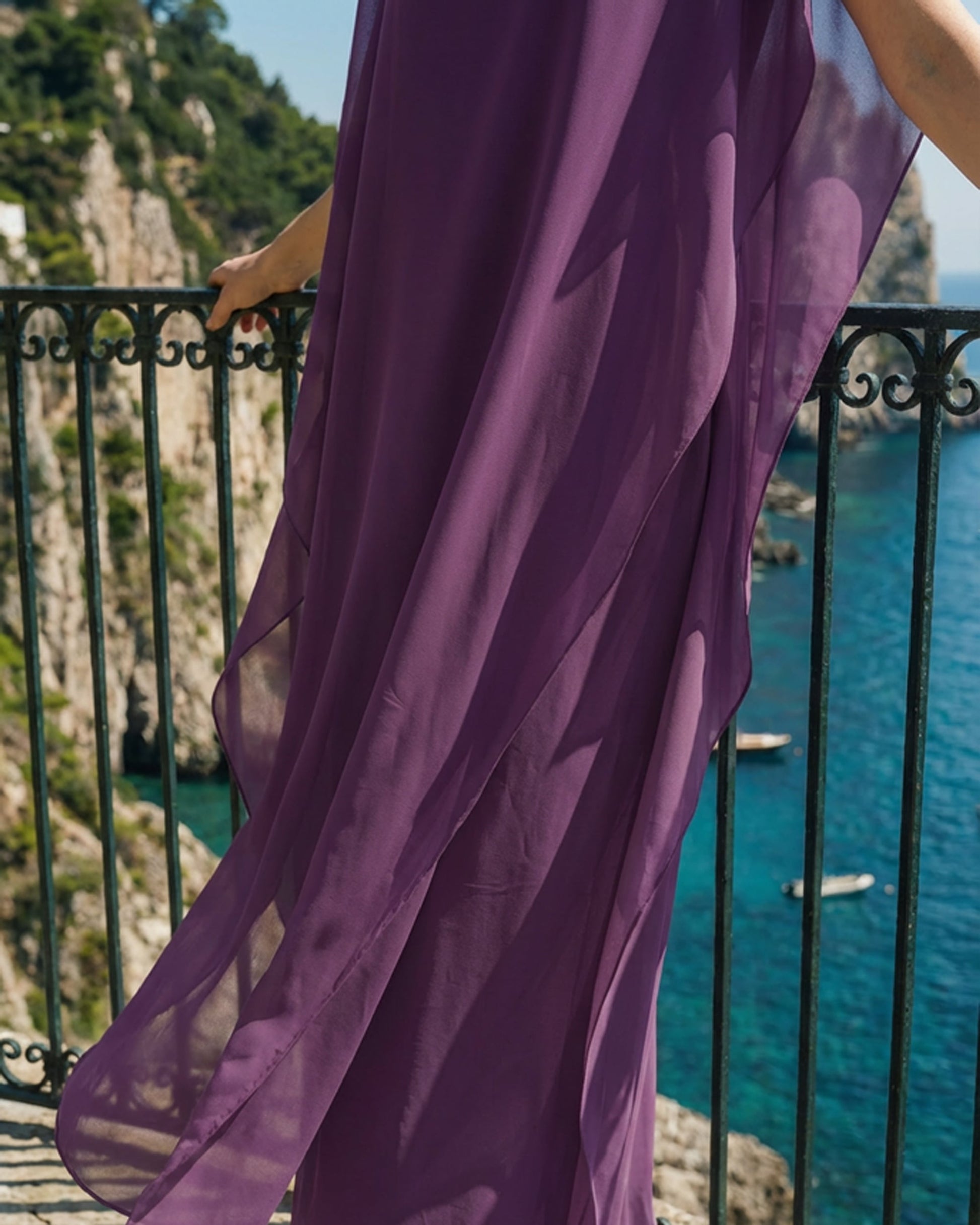 Limsa Club Celeste Kaftan Maxi Chiffon Dress — full-length view