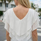 Limsa Club Ciel Chiffon V-Neck Blouse in Bone — close-up detail