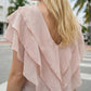 Limsa Club Ciel Chiffon V-Neck Blouse in Mink — close-up detail