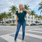 Limsa Club Ciel Chiffon V-Neck Blouse in Green — front view