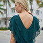 Limsa Club Ciel Chiffon V-Neck Blouse in Green — close-up detail