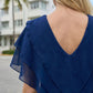 Limsa Club Ciel Chiffon V-Neck Blouse in Sax Blue — close-up detail