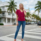 Limsa Club Ciel Chiffon V-Neck Blouse in Fuchsia — front view
