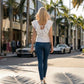 Limsa Club Cora Chiffon V-Neck Blouse in Bone — detail view