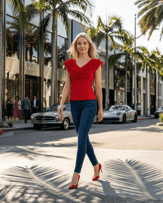 Cora Blouse - Women's Lightweight Chiffon V  - Neck Short Sleeve Top - Limsa ClubCora Blouse - Women's Lightweight Chiffon V  - Neck Short Sleeve TopBlouseLimsa ClubLimsa Club23K02030244523K020302445-36-2RedCora Blouse - Women's Lightweight Chiffon V  - Neck Short Sleeve Top36