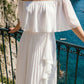 Limsa Club Daila A-Line Maxi Chiffon Dress in Bone — full-length view