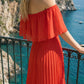 Limsa Club Daila A-Line Maxi Chiffon Dress in Red — close-up detail