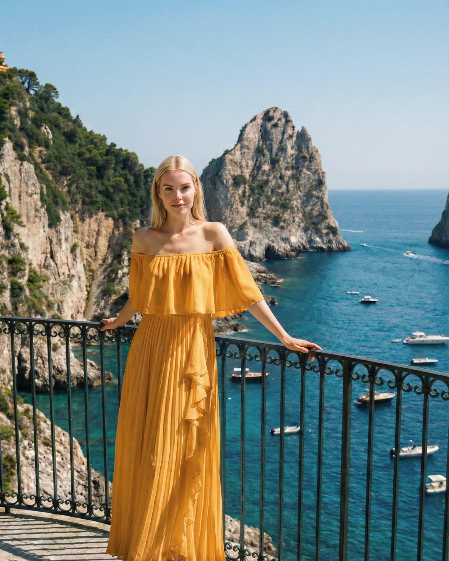 Limsa Club Daila A-Line Maxi Chiffon Dress in Yellow — back view