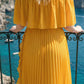 Limsa Club Daila A-Line Maxi Chiffon Dress in Yellow — close-up detail