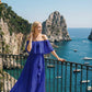 Limsa Club Daila A-Line Maxi Chiffon Dress in Sax Blue — side view