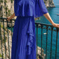 Limsa Club Daila A-Line Maxi Chiffon Dress in Sax Blue — full-length view
