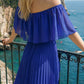 Limsa Club Daila A-Line Maxi Chiffon Dress in Sax Blue — close-up detail