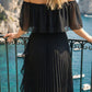 Limsa Club Daila A-Line Maxi Chiffon Dress in Black — close-up detail