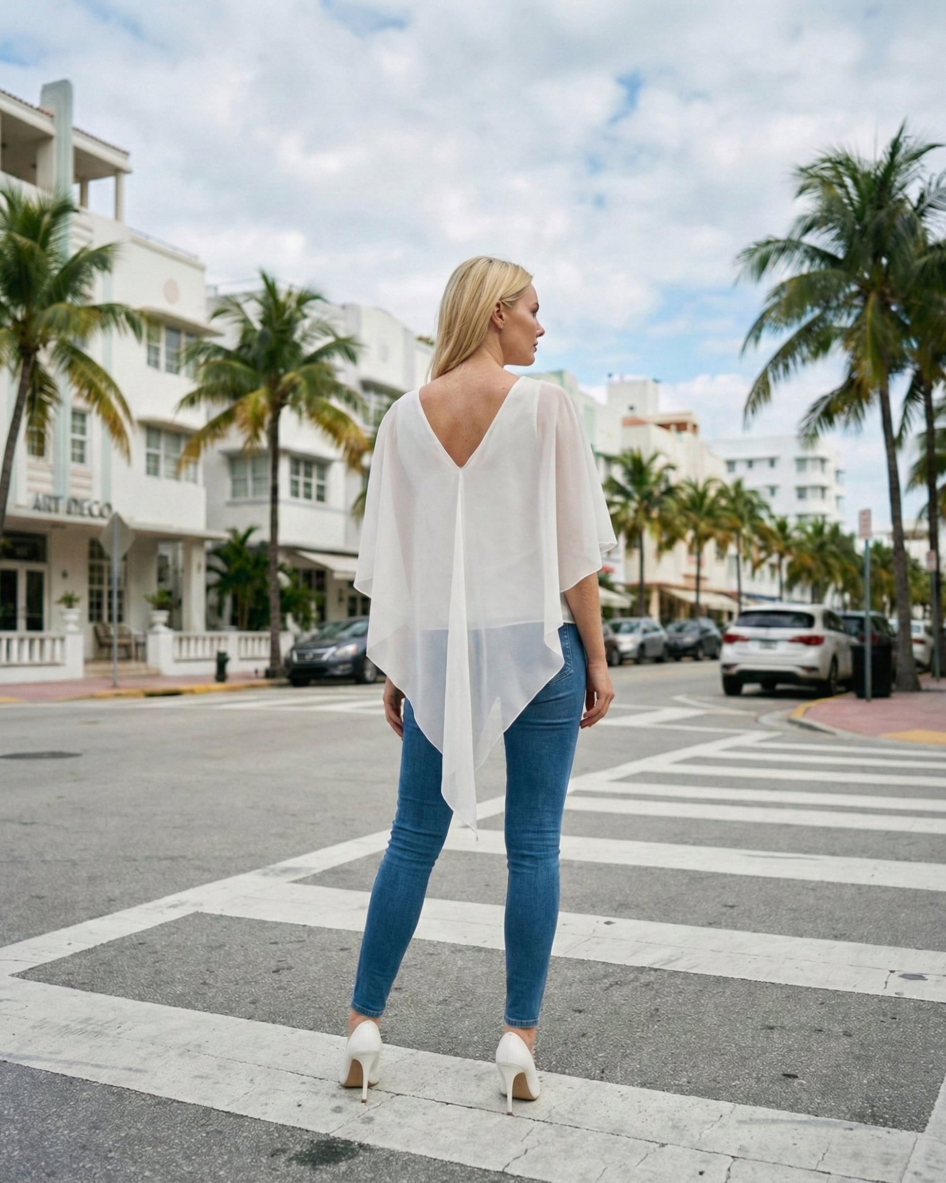 Limsa Club Ruffle Collar Chiffon Blouse in Bone — detail view